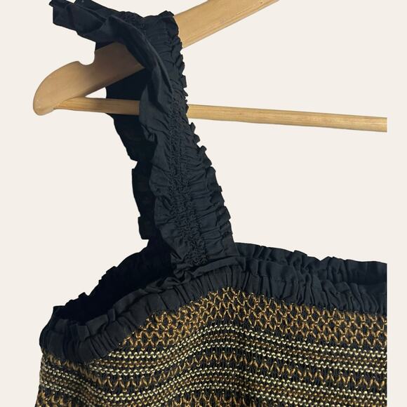 J.Crew Black Smocked Embroidered Tiered Ruffle Mini Dress Size Large - Picture 8 of 12